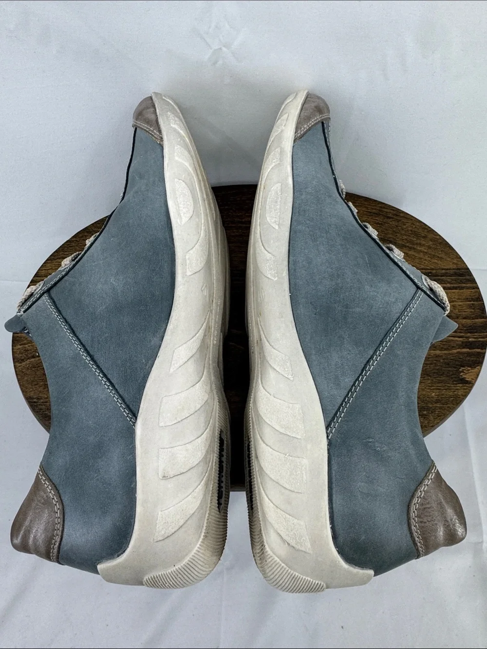 Remonte Womens R3408-15 Pale Blue Denim Leather Lace-up Sneakers, sz 40